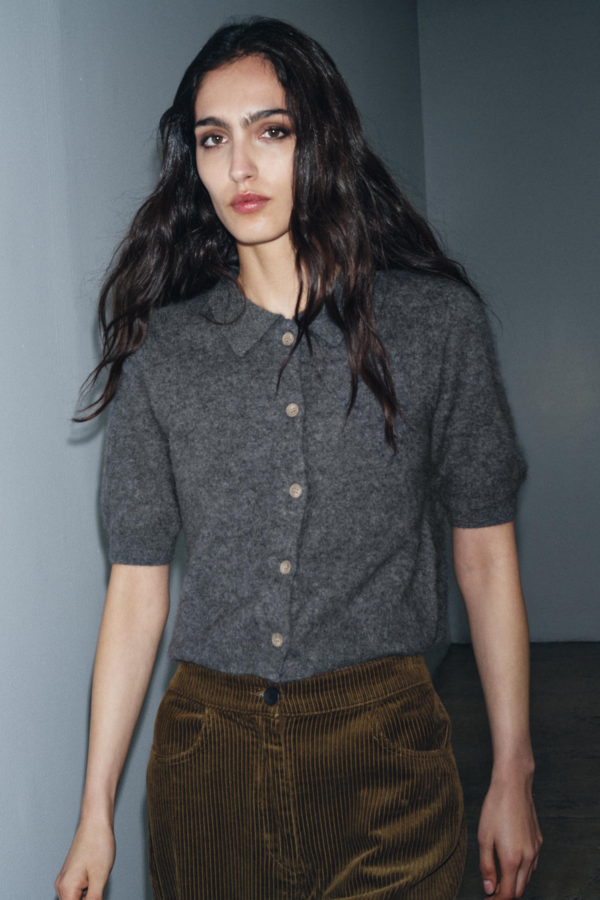 GILET POLO 100 % LAINE MANCHES COURTES